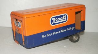 Vintage Pressed Steel Advertising Rexall Best Known Name In Drugs Truck Trailer