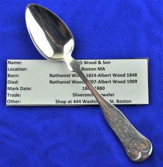 N.  G.  Wood & Son Coin Silver Bright Cut Spoon C1860 - 1880 - Monogramed B - 23.  1 Grams