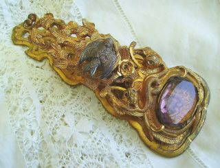 Antique Victorian Arts &crafts Nouveau Snakes Jugendstil Gilt Desk Paper Clip