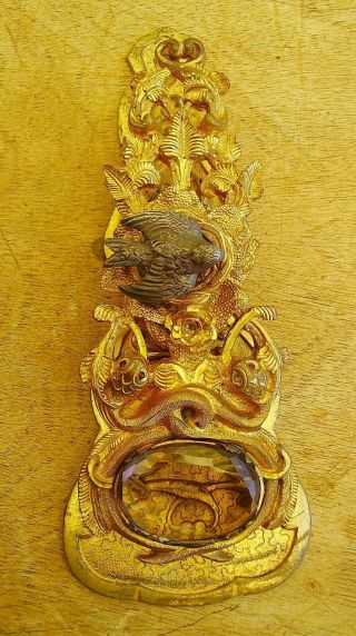 Antique Victorian Arts &Crafts Nouveau Snakes Jugendstil Gilt Desk Paper Clip 2