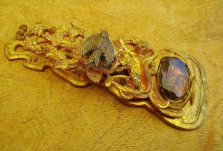 Antique Victorian Arts &Crafts Nouveau Snakes Jugendstil Gilt Desk Paper Clip 3