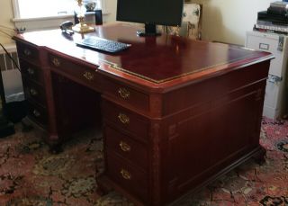 Solid Mahogany Chippendale Partners Desk In For Home/office