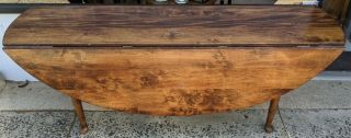 Large Vintage Queen Anne Style Mahogany Dining Drop Leaf Harvest Console Table