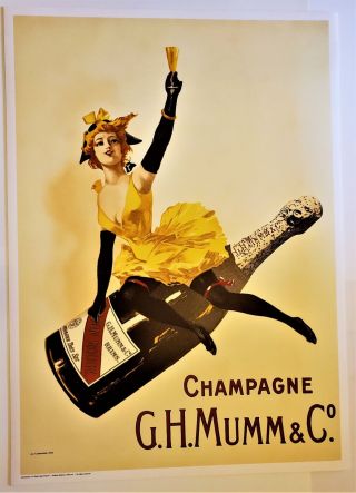 Mumm & Co.  Champagne Huge Real Stone Lithograph Limited Edition L.  Cappiello
