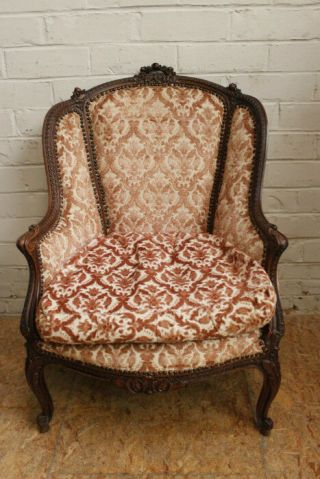 Single Antique French Louis Xv Style Bergere Arm Chair