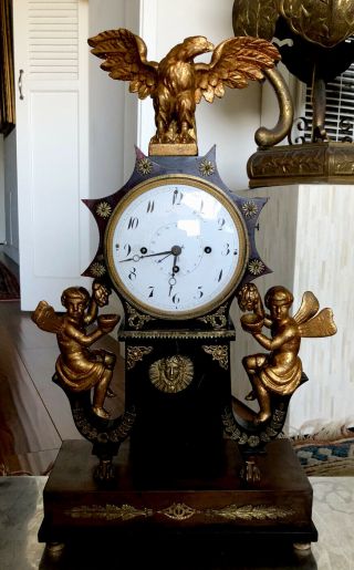 Early Antique Austrian Grand Sonnerie Portico Clock