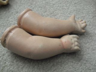 Set Of Vintage 1930s Hollow Composition Girl Doll Arms 5 1/2 " Long