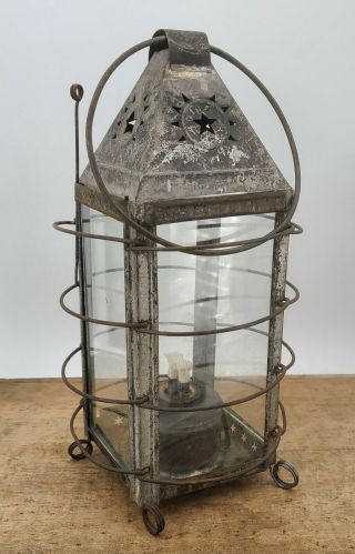 Antique Civil War Era J.  B.  Jones Patent 1860 Lantern Unique Lamp With Whale Oil