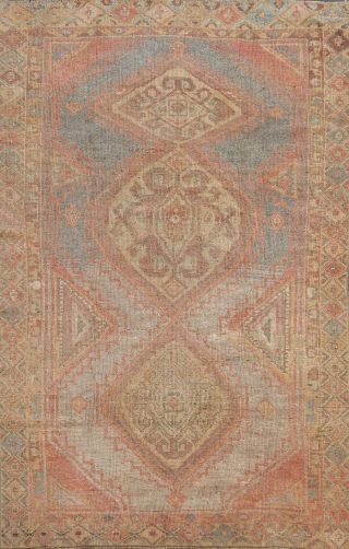 Antique Anatolian Muted Tribal Geometric Turkish Area Rug Hand - Knotted Wool 4x6