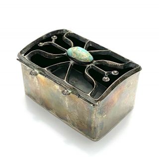 Antique Early - 20th C.  Native American Navajo Silver & Turquoise Ketoh Cover Box 3
