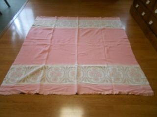 Vintage Reversible Pink & Green Flower Design Camp Blanket Blanket 70 X 67 Usa
