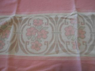 Vintage reversible pink & green flower design camp blanket BLANKET 70 X 67 USA 2