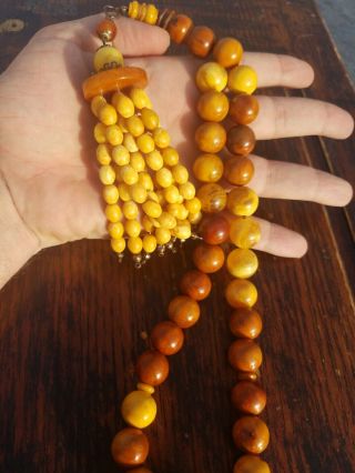 Antique Natural Baltic Amber Prayer Beads Hand Made 88 Gr