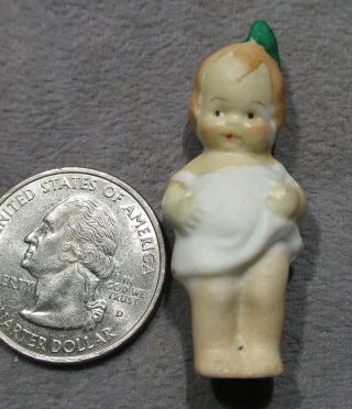 Antique Miniature Painted Bisque Baby Penny Doll - Germany - Frozen Charlotte