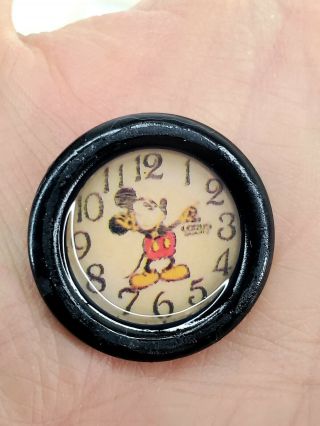 Vintage Disney Mickey Mouse Dollhouse Miniature 1:12 Wall Clock Retro Decor 1 "