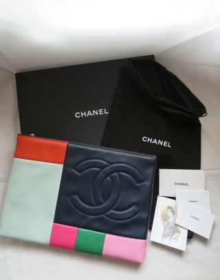 Chanel 2015 Multicolor Clutch Pouch For O Case Classic 2.  55 Boy Bag Backpack