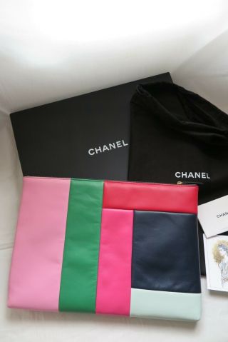 CHANEL 2015 multicolor clutch pouch for o case classic 2.  55 boy bag backpack 4