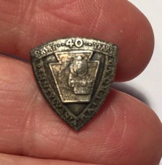 Vintage Antique Prr Pennsylvania Railroad Sterling Silver 40 Year Service Pin