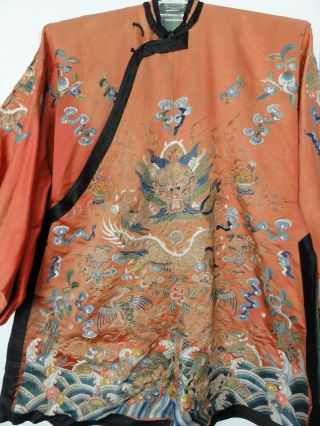 ⭕️ From Local Estate Old Chinese Dragon Robe,  Forbidden Stitches,  Qing Court