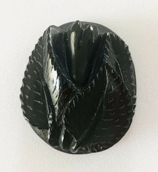 Antique Victorian Rose Carved Black Whitby Jet Jewellery Finding