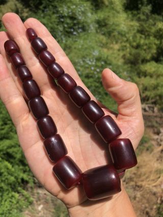 Antique Cherry Amber Faturan Bakelite Beads 80gr