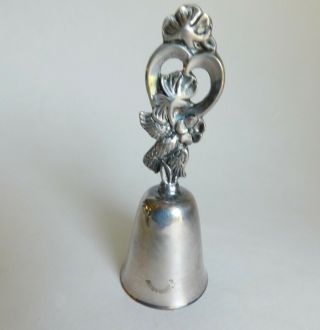 Vintage Reed & Barton Heart Flowers Dove Silver Plate Christmas Bell 4 "