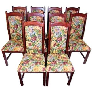 Set 10 Ten Tapestry Upholstered Side Dining Chairs Accent Vintage Set Table Sofa