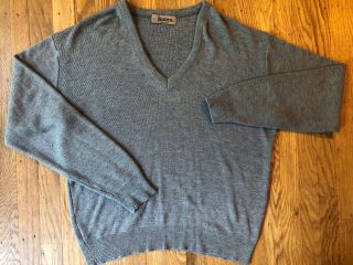 Vintage 70s/80s Mens Jantzen V - Neck Sweater.  Grey/cotton.  Med/large.  Soft.