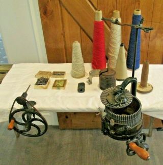 Antique Gearhart 1914 Circular Sock Cast Iron Knitting Machine & Parts