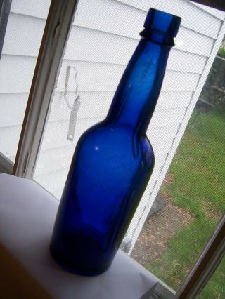Antique Beer Or Malt Extract Bottle,  Cobalt Blue,  No Embossing