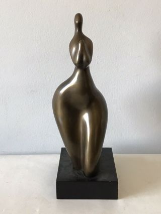 Vintage Nude Bronze Modern Sculpture - Signed - Asian Artist Cubist Cubism