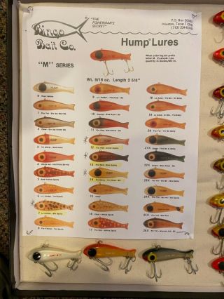 Vintage Texas fishing lures complete set of Hump M series lures bingo era 2