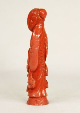Antique Chinese Carved Natural Red Coral Figurine Sculpture 6