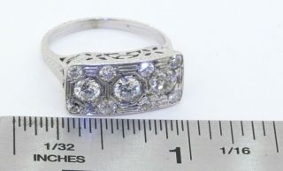 Antique heavy 18K WG 1.  37CTW VS diamond cluster filigree floral cocktail ring 3