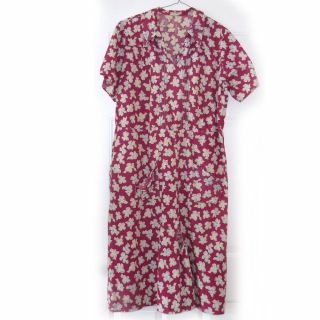 Vtg 1920s Cotton Floral Print House Work Dress Faded Xl/1x