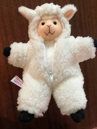 Vintage 1992 Mary Meyer 10 " Plush Lovey Lamb/ Sheep W/ Removable Wool Coat