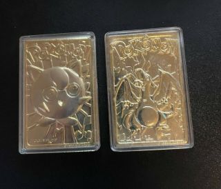 1999 Burger King Nintendo Pokemon 23k Gold Plated Jiggly Puff And Charizard