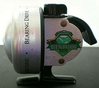 Vintage Silver Johnson Century 100B DLX Reel Bearing Drive Anti - Reverse USA 2