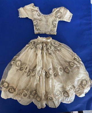 Fabulous Antique Silk And Lace Two Piece Dress For Bisque Or China