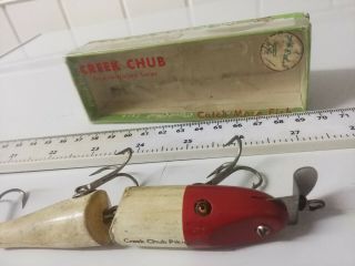 VERY RARE VINTAGE WOODEN CREEK CHUB - - JOINTED PIKIE MINNOW - PIKE FISHING LURE 3