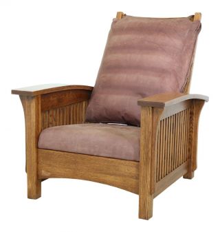 32399ec: Mission Oak Stickley Design Bow Arm Morris Chair