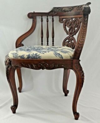 Antique Colonial Revival Hand Carved CORNER CHAIR.  Refinished.  Solid & Sturdy 4