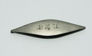 Antique Webster Sterling Silver Tatting Shuttle 2 - 5/8 " Long With Monogram