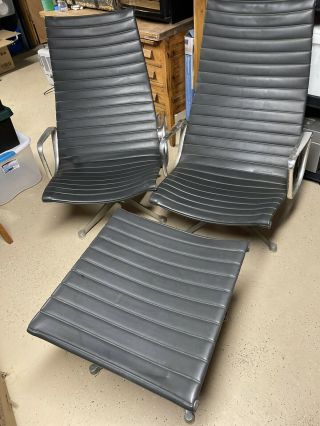 Eames For Herman Miller Aluminum Group Lounge Chairs & Ottoman