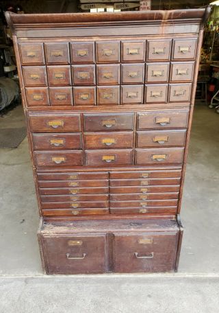 Antique Gunn Barrister Oak Apothecary Industrial Cabinet 53 Drawers G.  Rapids Mi