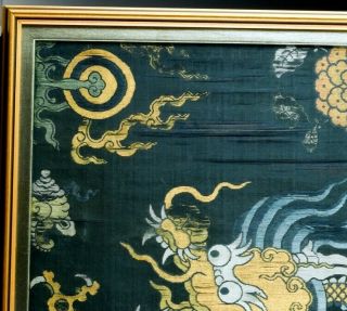 EARLY CHINESE IMPERIAL GOLD THREAD DRAGON SILK TAPESTRY PANEL MING QING DYNASTY 2
