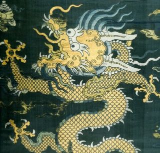 EARLY CHINESE IMPERIAL GOLD THREAD DRAGON SILK TAPESTRY PANEL MING QING DYNASTY 3