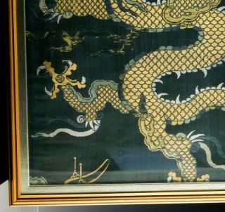 EARLY CHINESE IMPERIAL GOLD THREAD DRAGON SILK TAPESTRY PANEL MING QING DYNASTY 4