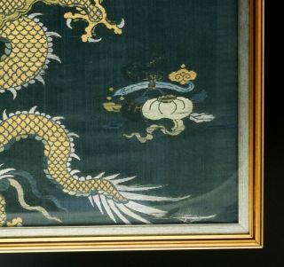 EARLY CHINESE IMPERIAL GOLD THREAD DRAGON SILK TAPESTRY PANEL MING QING DYNASTY 5