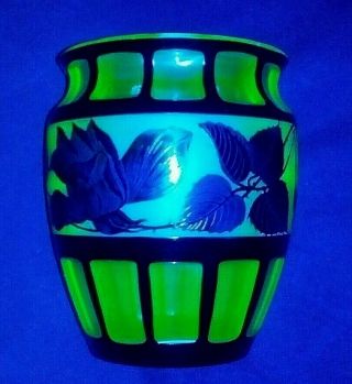 Antique Loetz Cameo Vase Uranium Glass